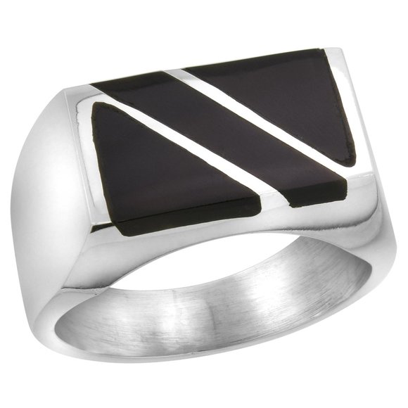 Other - Sterling Silver Men Black Onyx Ring Deco Signet Ring